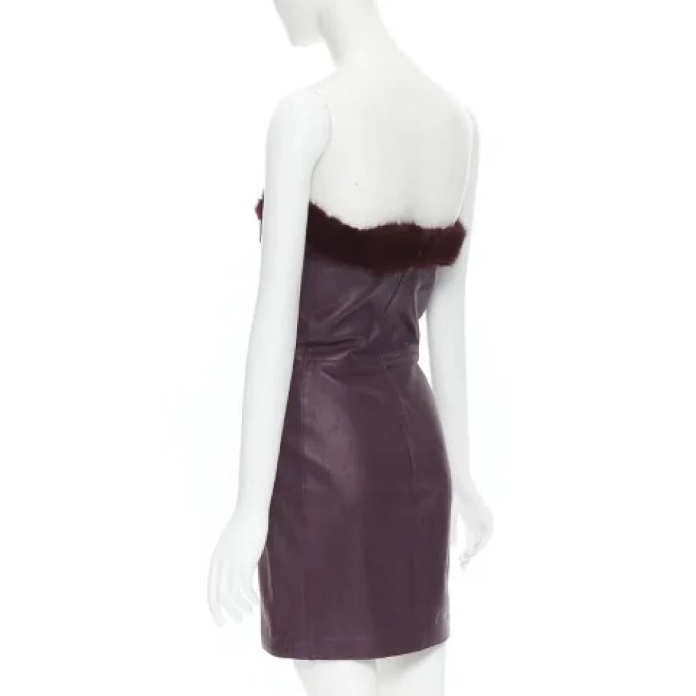 Versace Pre-owned Leather dresses Purple Dames