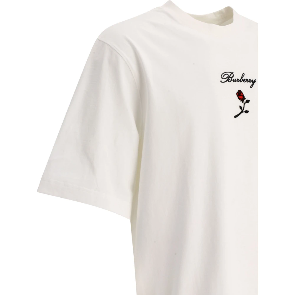Burberry Logo Rose T-Shirt White Heren