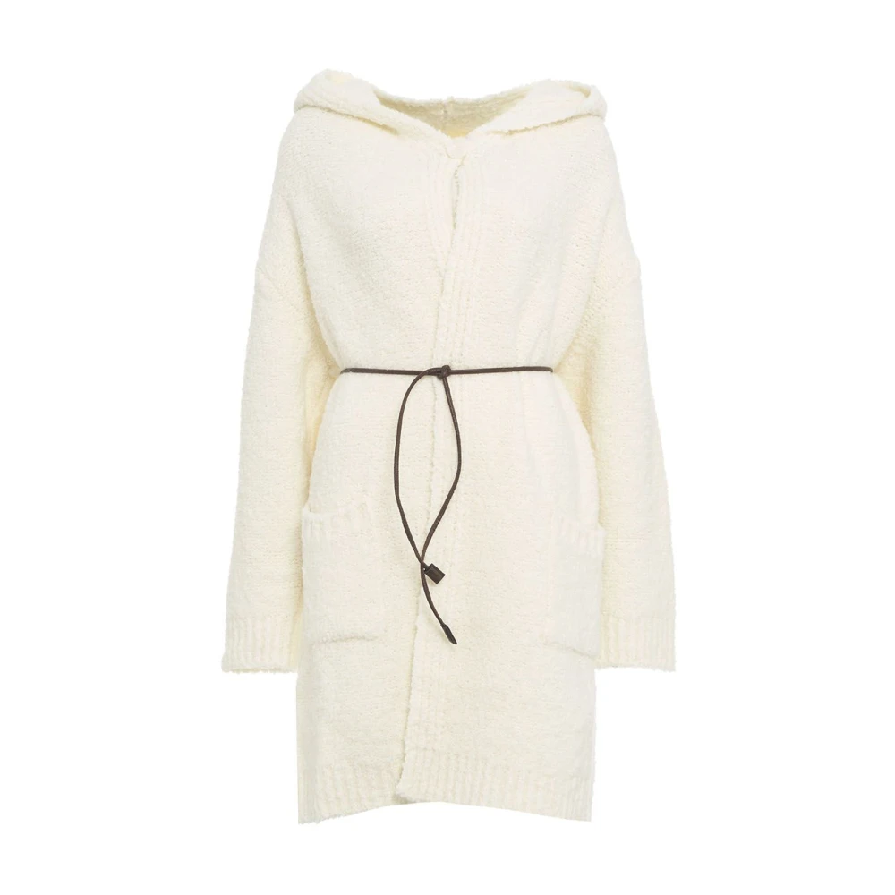 Liu Jo Gebreide jas met riem en capuchon White Dames