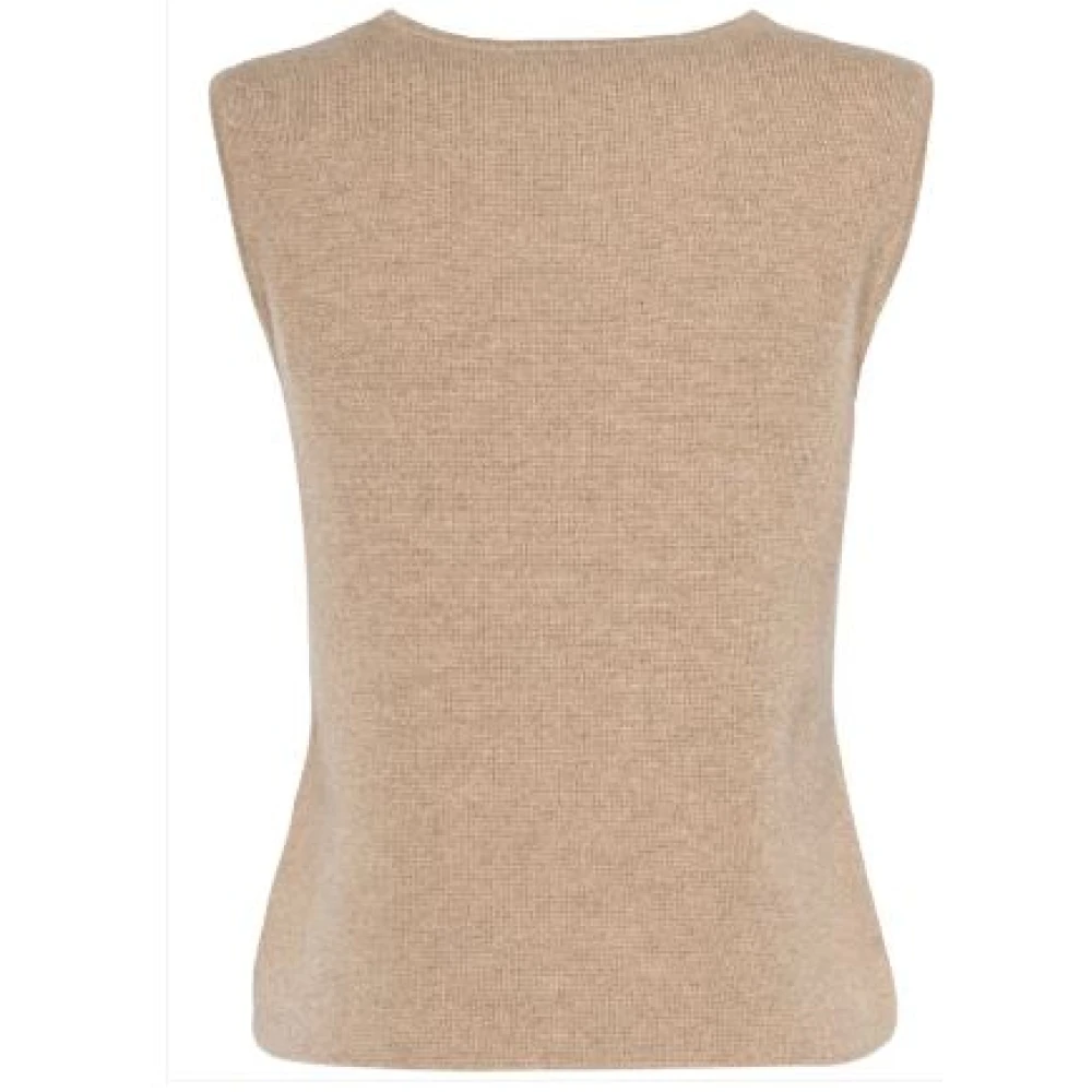 Max Mara Bruine Wol Kasjmier Mouwloze Top Brown Dames