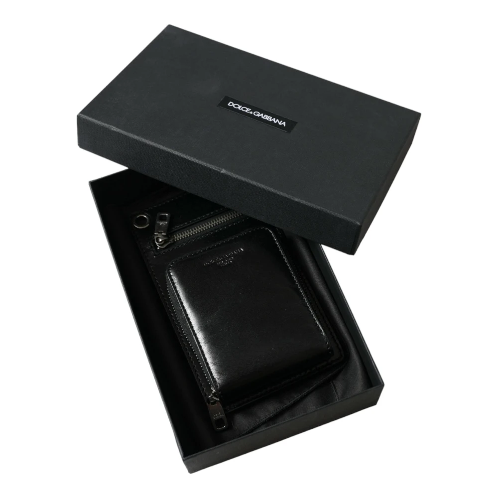 Dolce & Gabbana Zwarte leren portemonnee met band Black Heren
