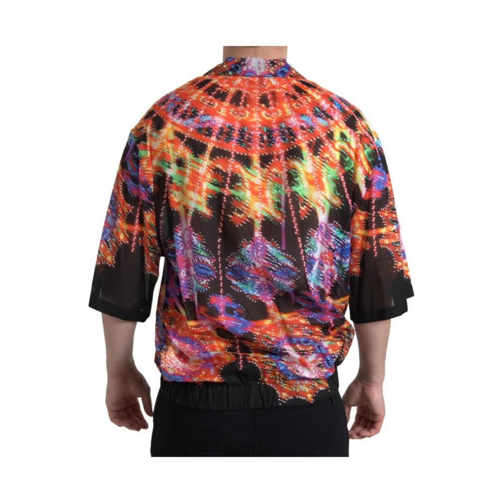 Dolce & Gabbana Multicolor Luminarie Print Cotton Polo Shirt Multicolor Heren