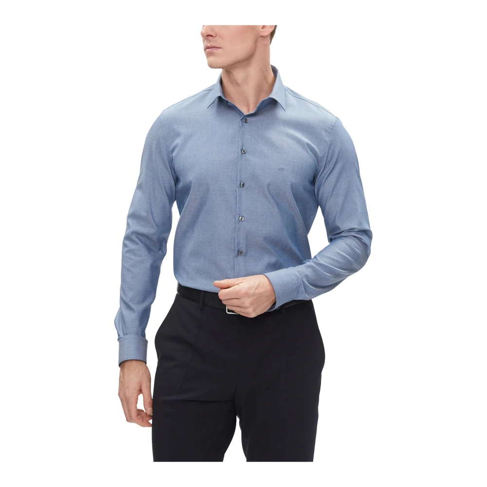 Calvin Klein Stretch Kraag Lange Mouw Shirt Blue Heren