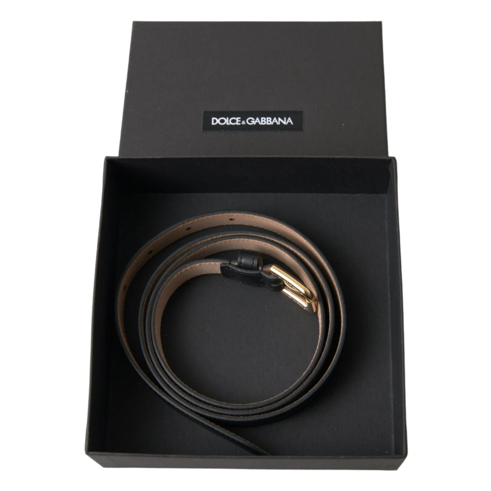 Dolce & Gabbana Italiaanse leren riem met metalen gesp Black Heren