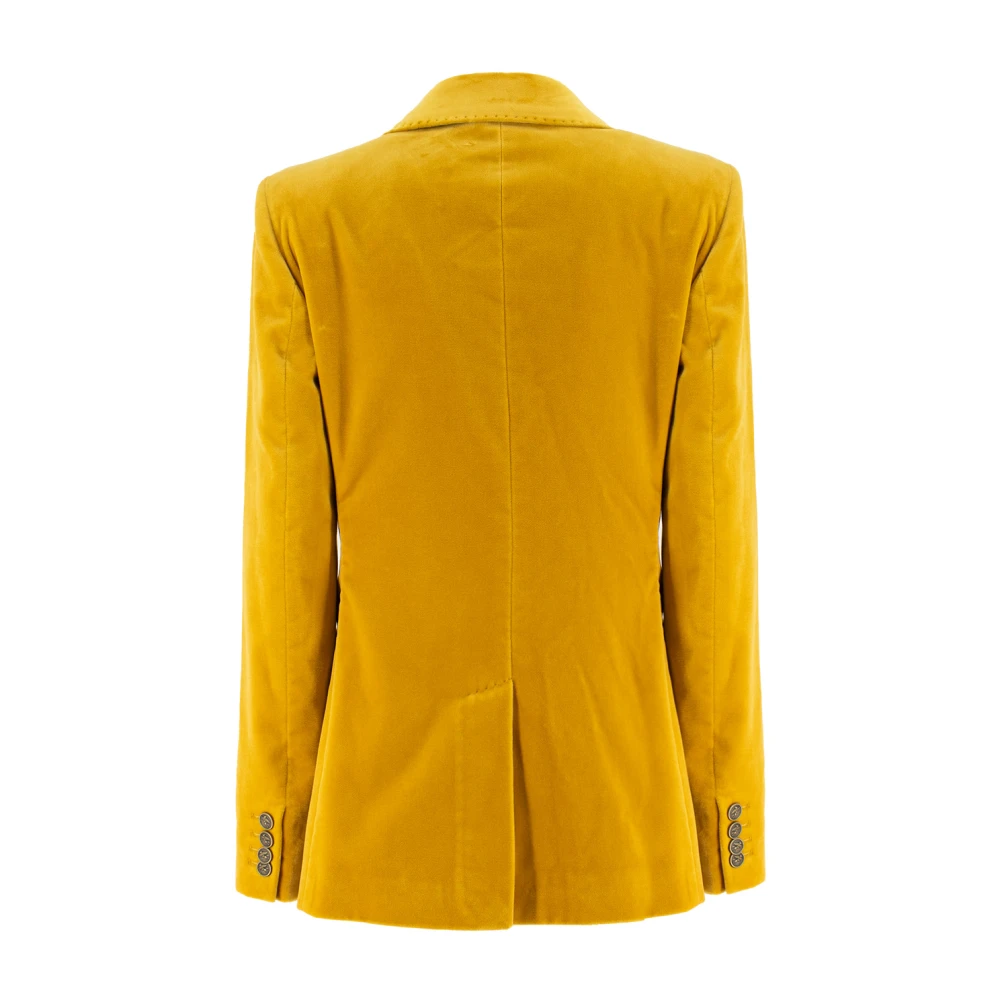 ETRO Fluwelen Double Breasted Jas met Pegasus Yellow Dames