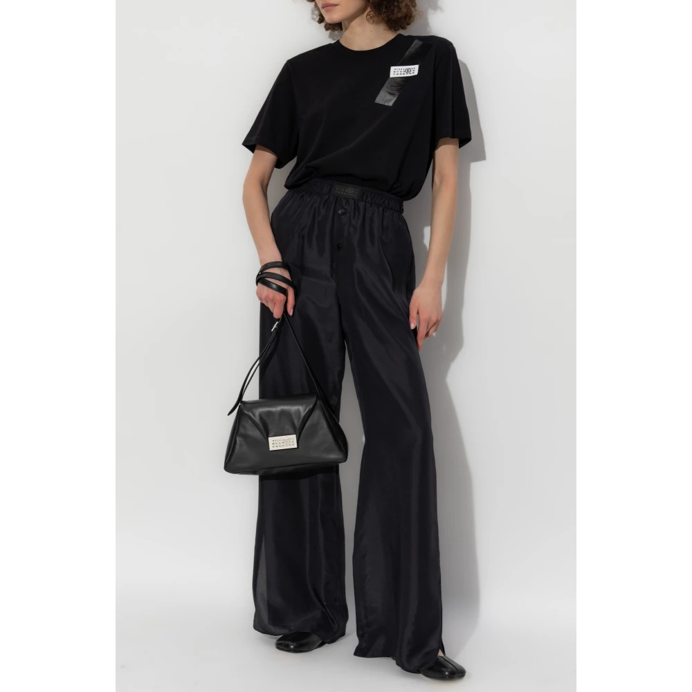 MM6 Maison Margiela Wijde zijden broek Black Dames