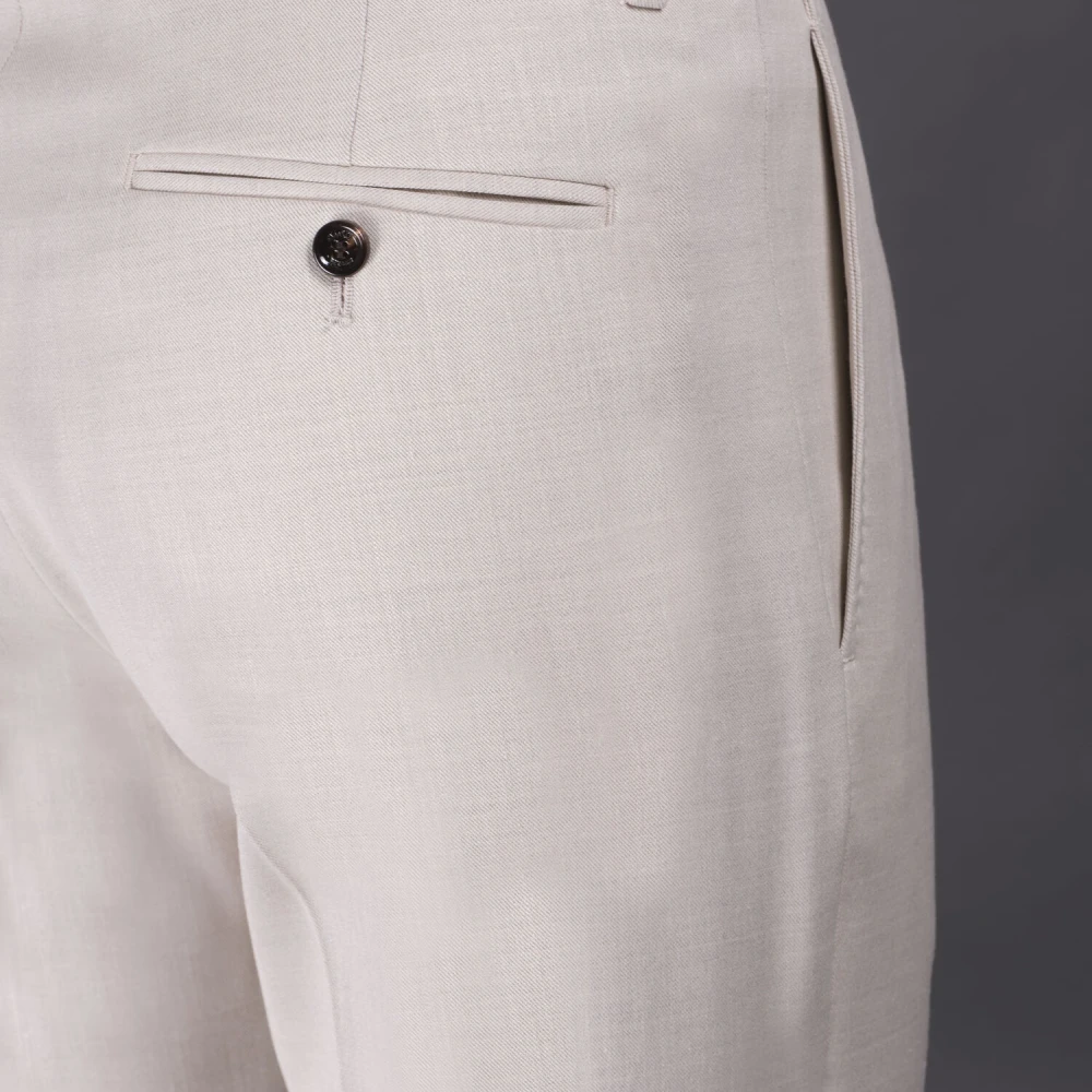 Moorer Chino broek in wol-zijde-linnen mix White Heren