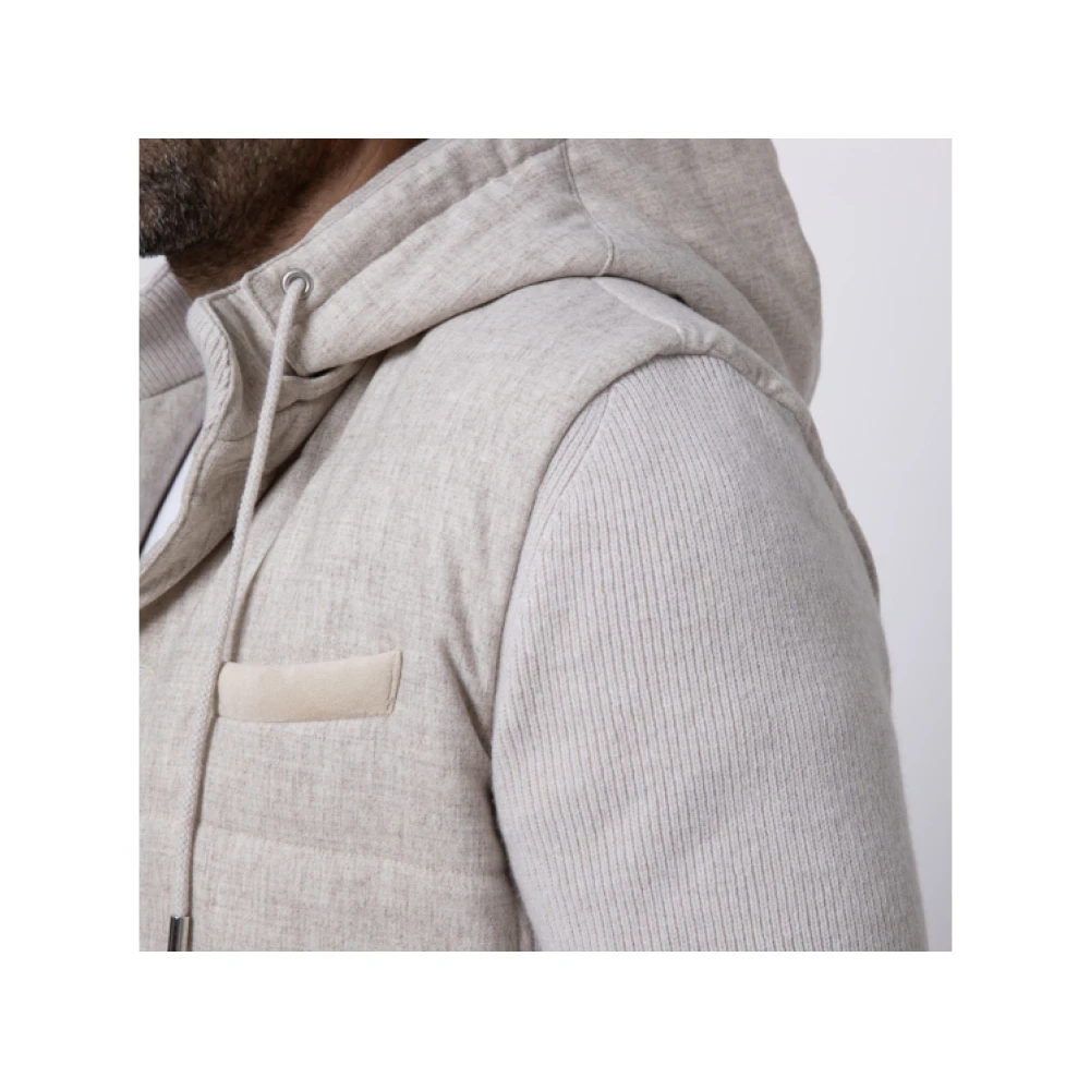 Gran Sasso Hooded Wool Blouson Jacket Beige Heren
