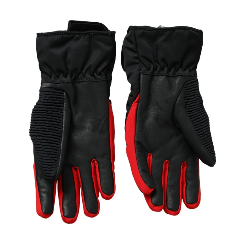 Dolce & Gabbana Black Gloves, Male, One Size, Red Biker Gloves Italy Craftsmanship