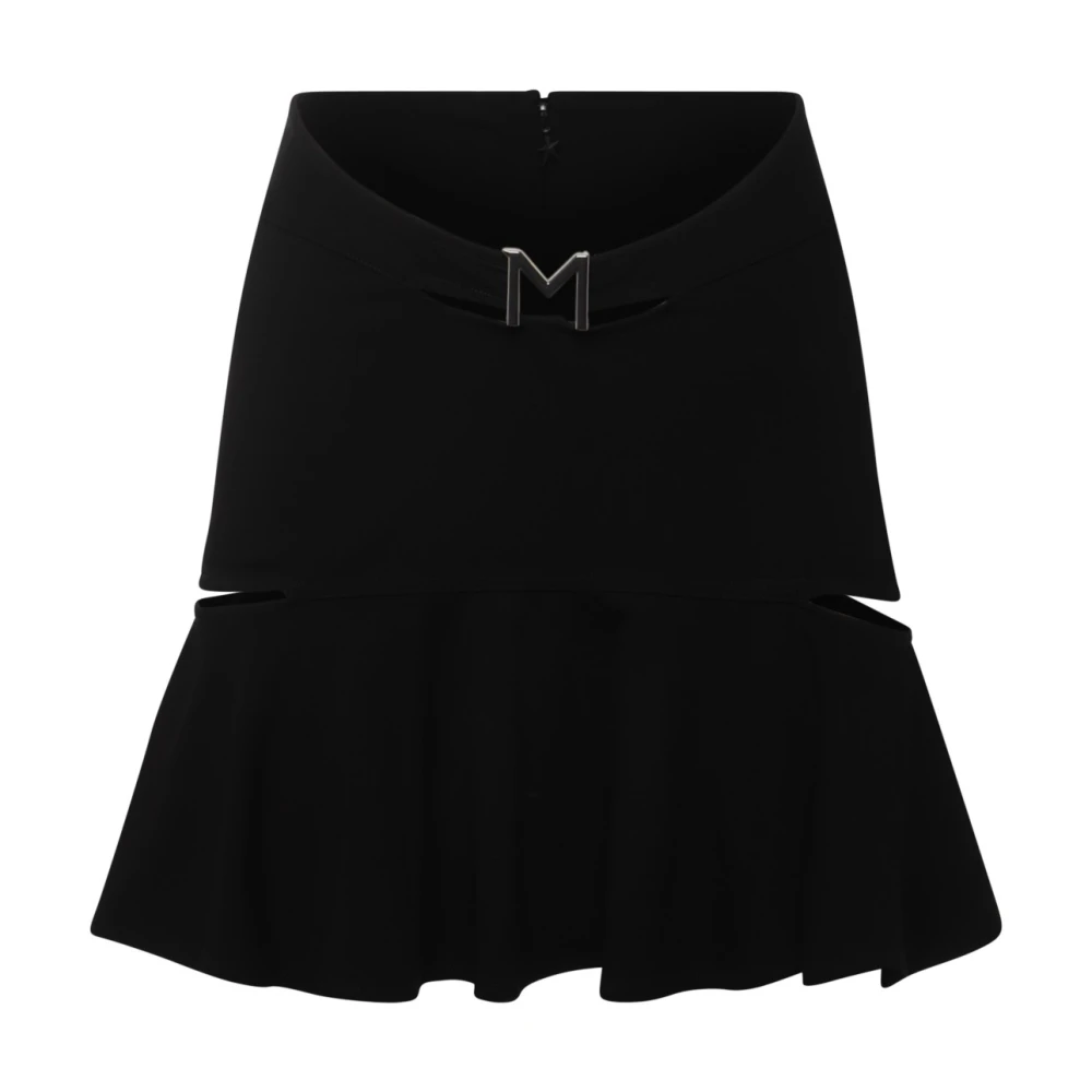 Mugler Zwarte Minirok met Logotaille Black Dames