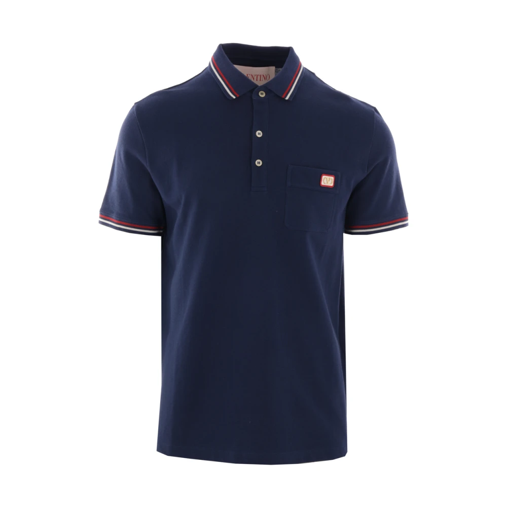 Valentino Garavani Blauw Poloshirt met VLogo Patch Blue Heren