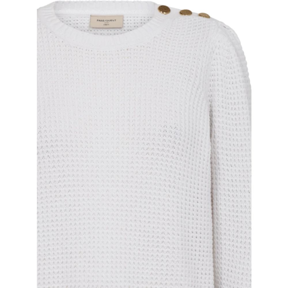 Freequent Off-White Gebreide Trui met Knoopdetail White Dames