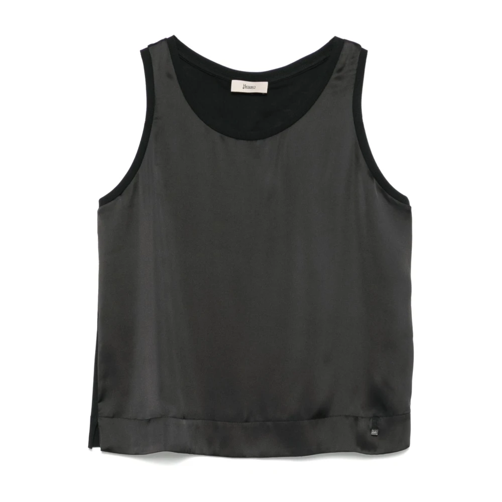 Herno Women's Black Sleeveless Tops, Xl, Sleeveless Top