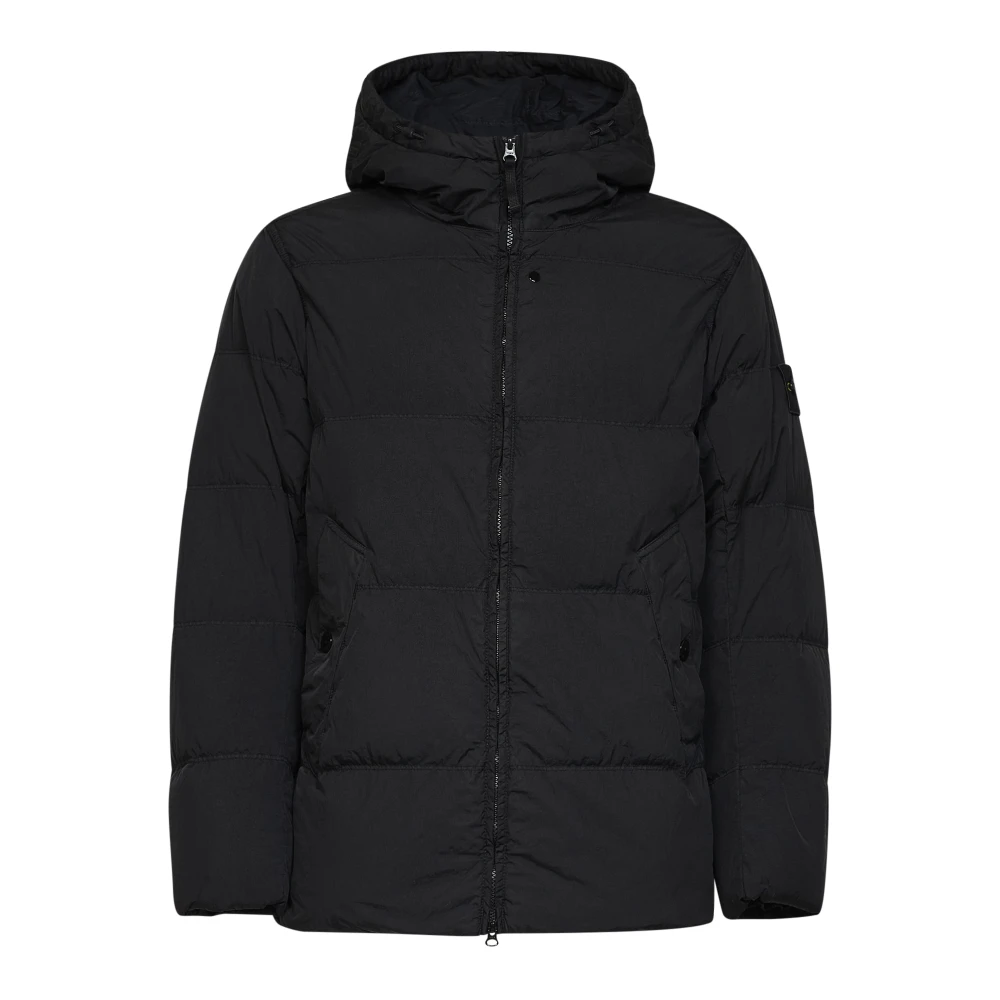 Stone Island Black Winter Jackets, Male, S, Coats
