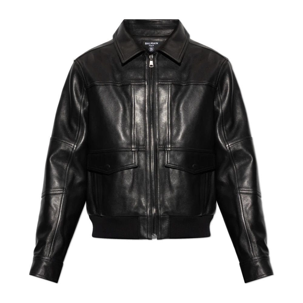 Balmain Leren jas Black Heren