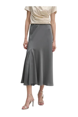 Satin Flared Midi Skirt