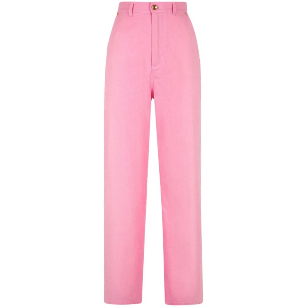 Rose Pink Bomull Appliqué Logo Jeans
