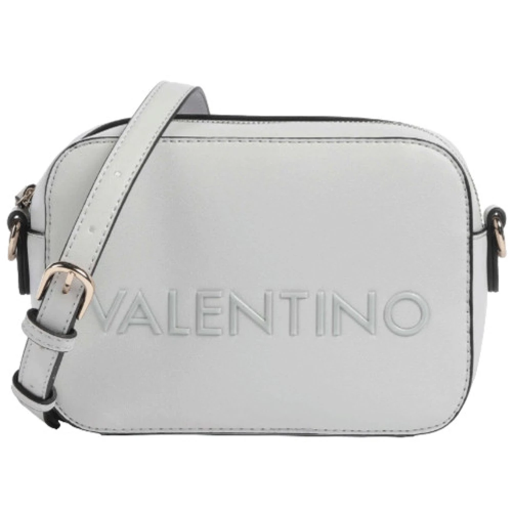 Valentino by Mario Valentino Grijze Rechthoekige Schoudertas met Reliëf Opschrift Gray Dames