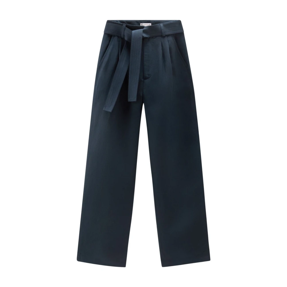 Woolrich Donkerblauwe Geplooide Broek Blue Dames