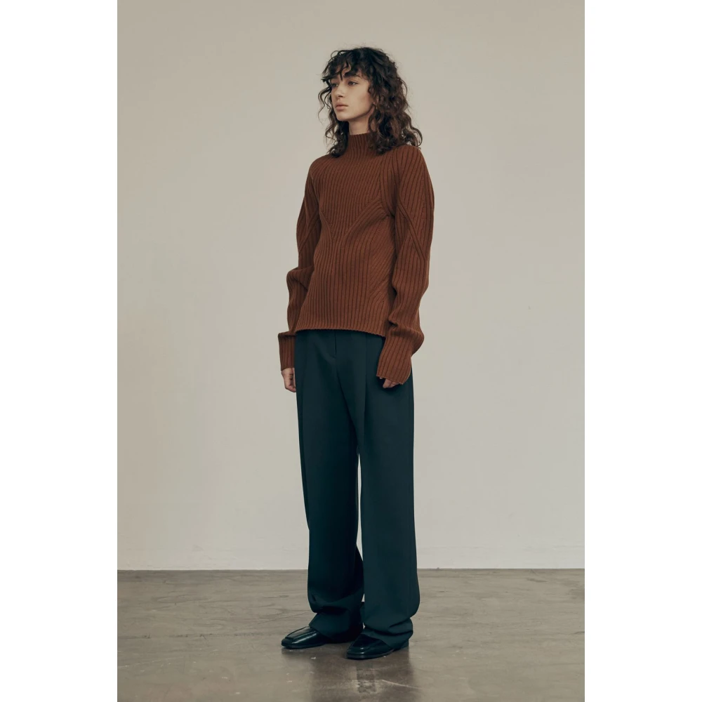 LOW Classic Geribbelde Cutout Back Gebreide Top Brown Dames