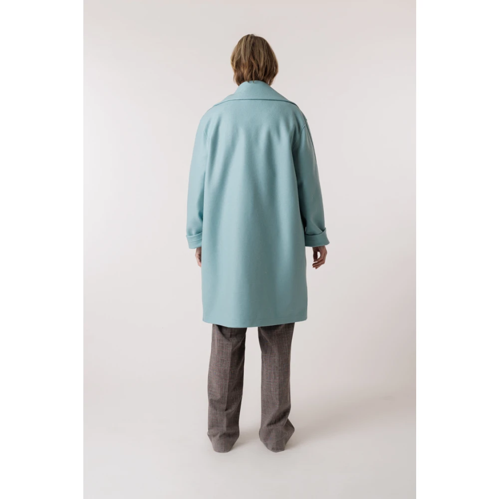 Harris Wharf London Blauwe wollen jas oversized revers Blue Dames