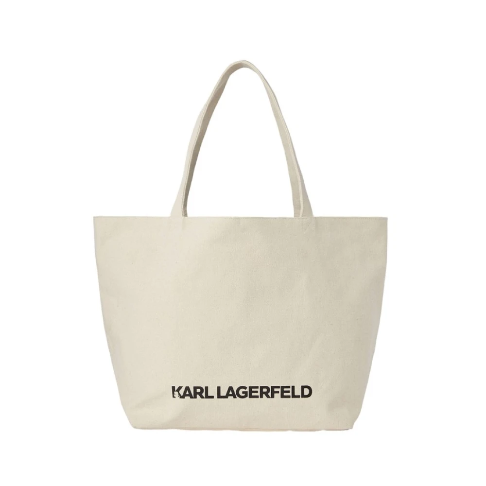 Karl Lagerfeld Iconische Canvas Shopper Tas Beige Dames