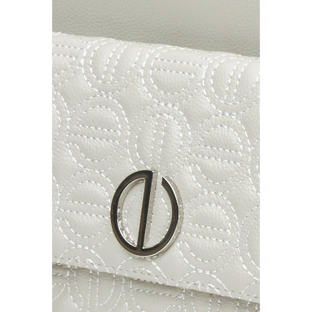 Estro Dames Lichtgrijze Leren Rugzak met Zilveren Details Er00115049 Gray Dames