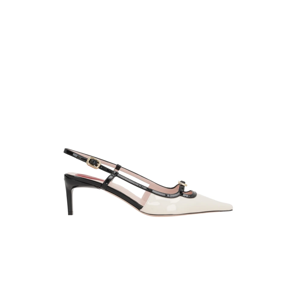 Roger Vivier Vita Lackläder Slingback Klackar White, Dam