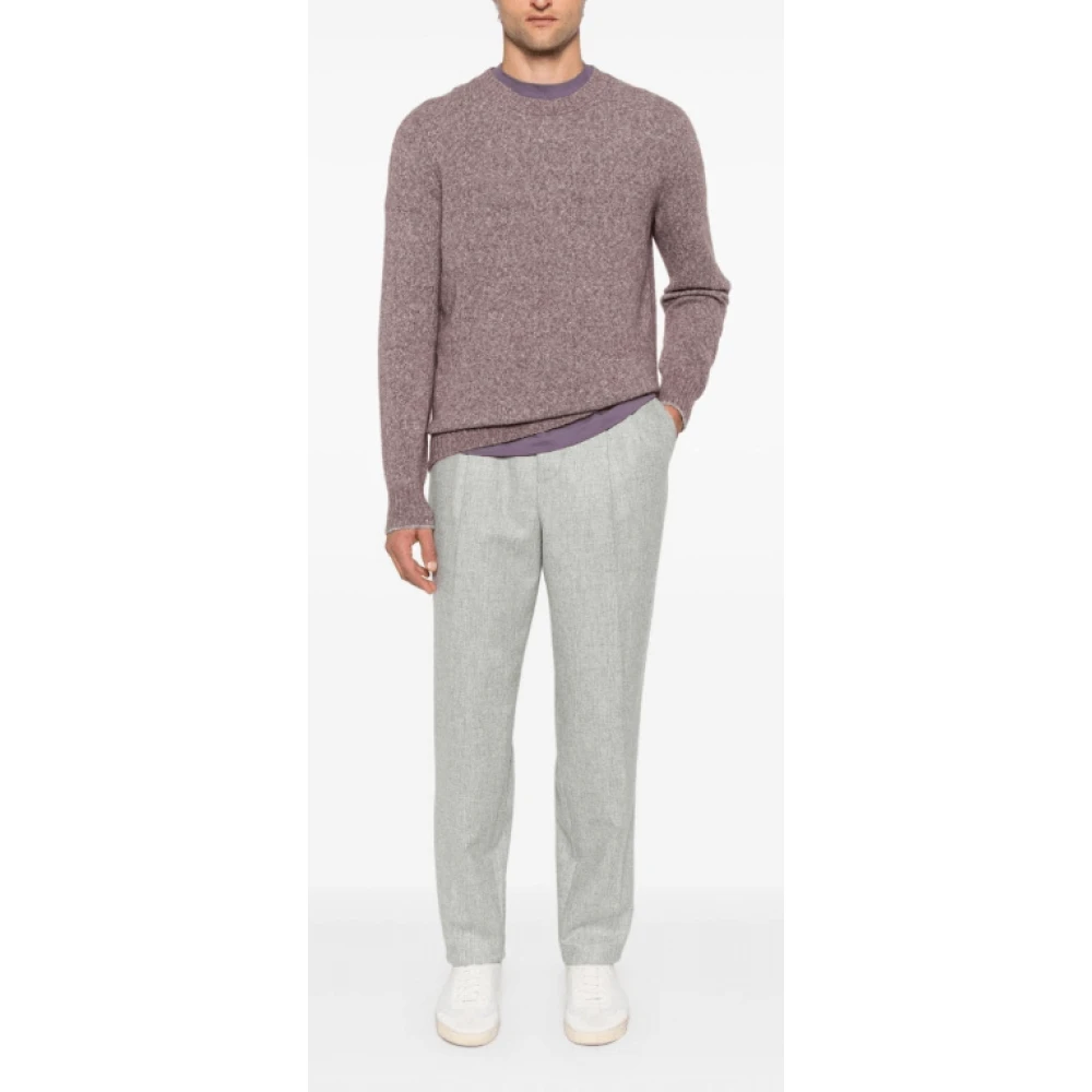 BRUNELLO CUCINELLI Gebreide Crew Neck Sweater Purple Heren