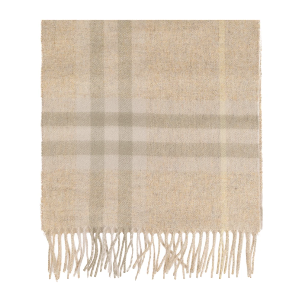 Burberry Luxe Geruite Cashmere Sjaal Beige Dames