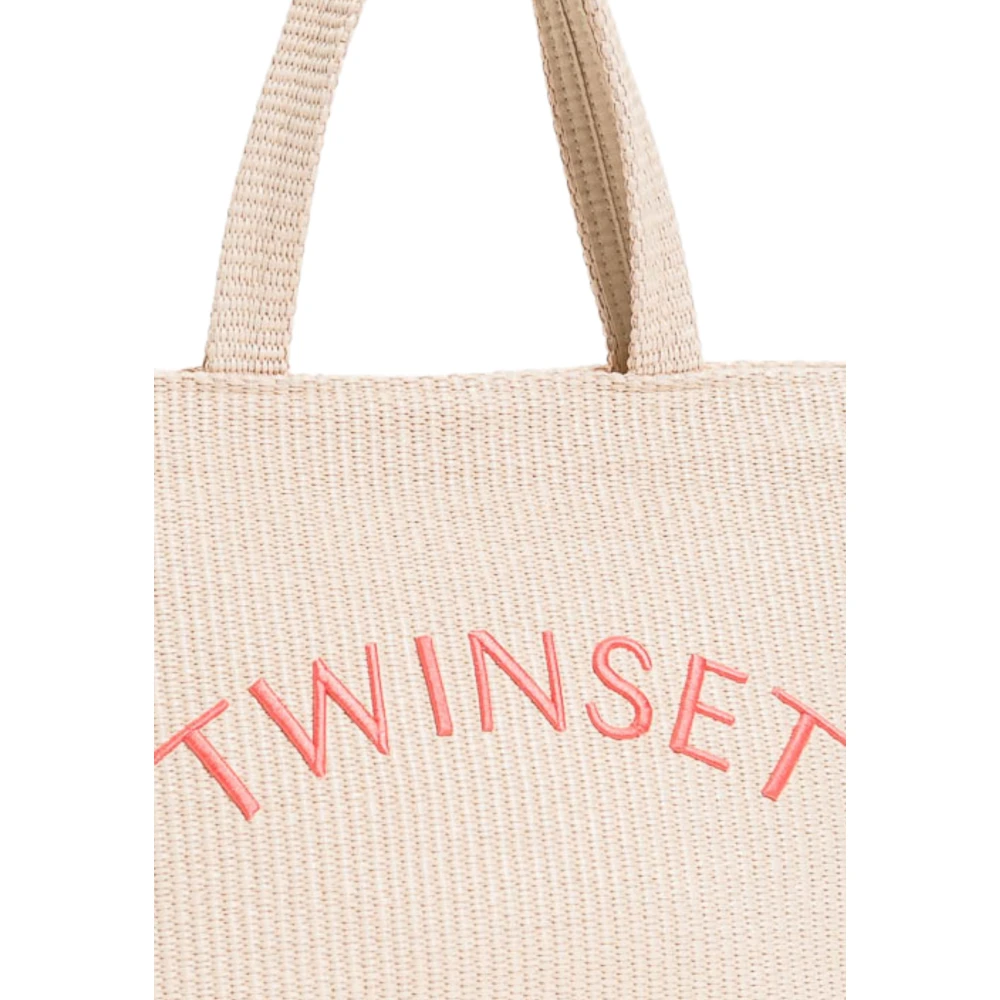 Twinset Logo Shopper Tas in Poeder Materiaal Pink Dames