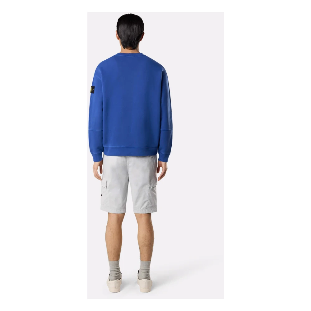 Stone Island Blauwe Crewneck Sweatshirt met Stikdetails Blue Heren