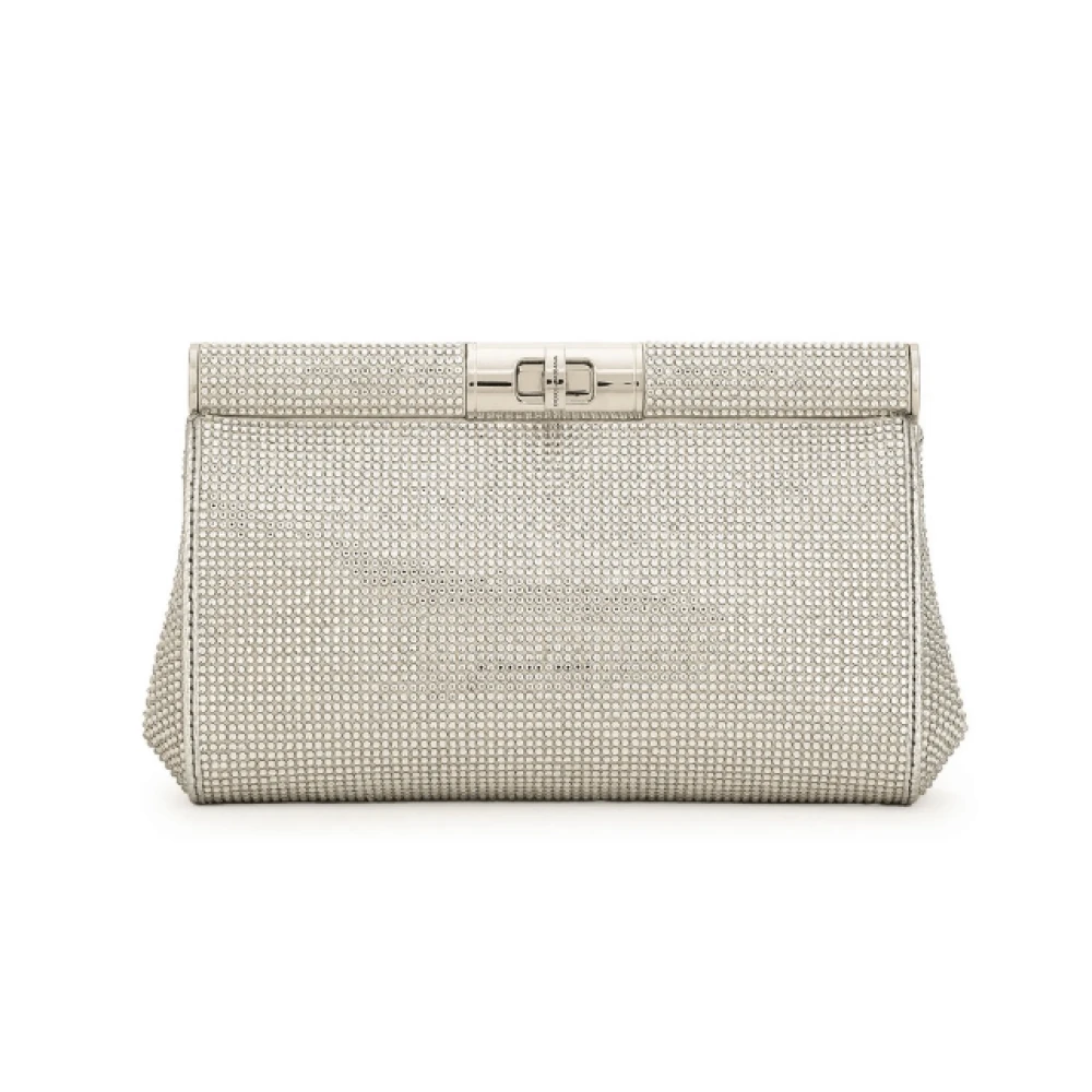 Dolce & Gabbana Rhinestone Embellished Chain-Link Satchel Gray Dames