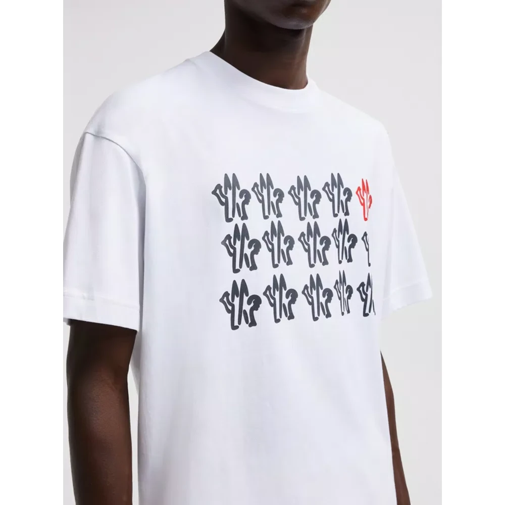 Moncler Witte T-shirts en Polos met Logo White Heren