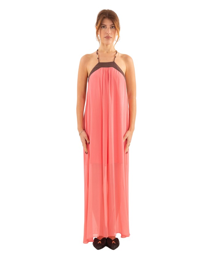 robe-midi-en-viscose-froissee-en-marron