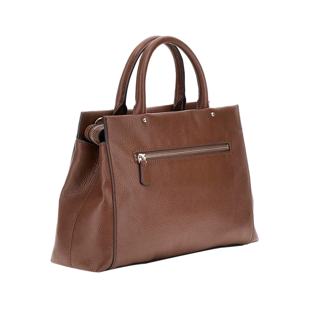 Guess Bruine Leren Schoudertas met Gouden Details Brown Dames