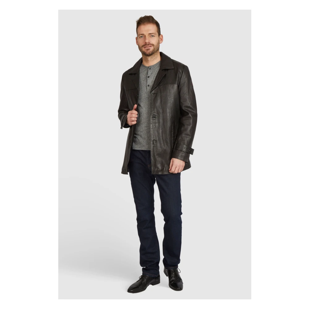 Bugatti Leren korte jas elegante herenstijl Black Heren