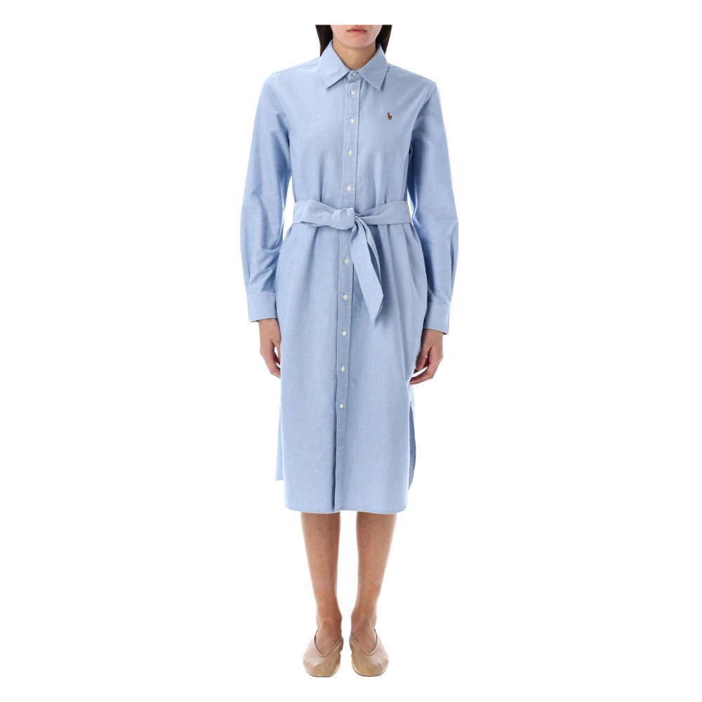 Ralph Lauren Overhemdjurk van katoen met ceintuur Blue Dames