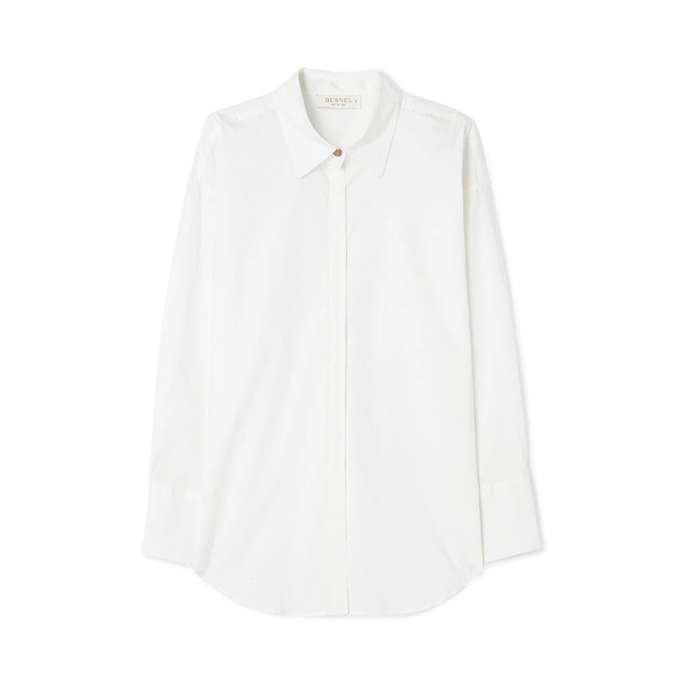Busnel Nessie Shirt Verfijnde Look Gouden Knoopdetail White Dames