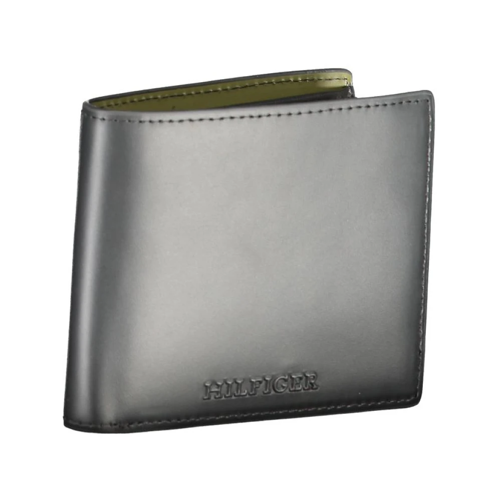 Tommy Hilfiger Zwarte Leren Portemonnee met Meerdere Compartimenten Black Heren
