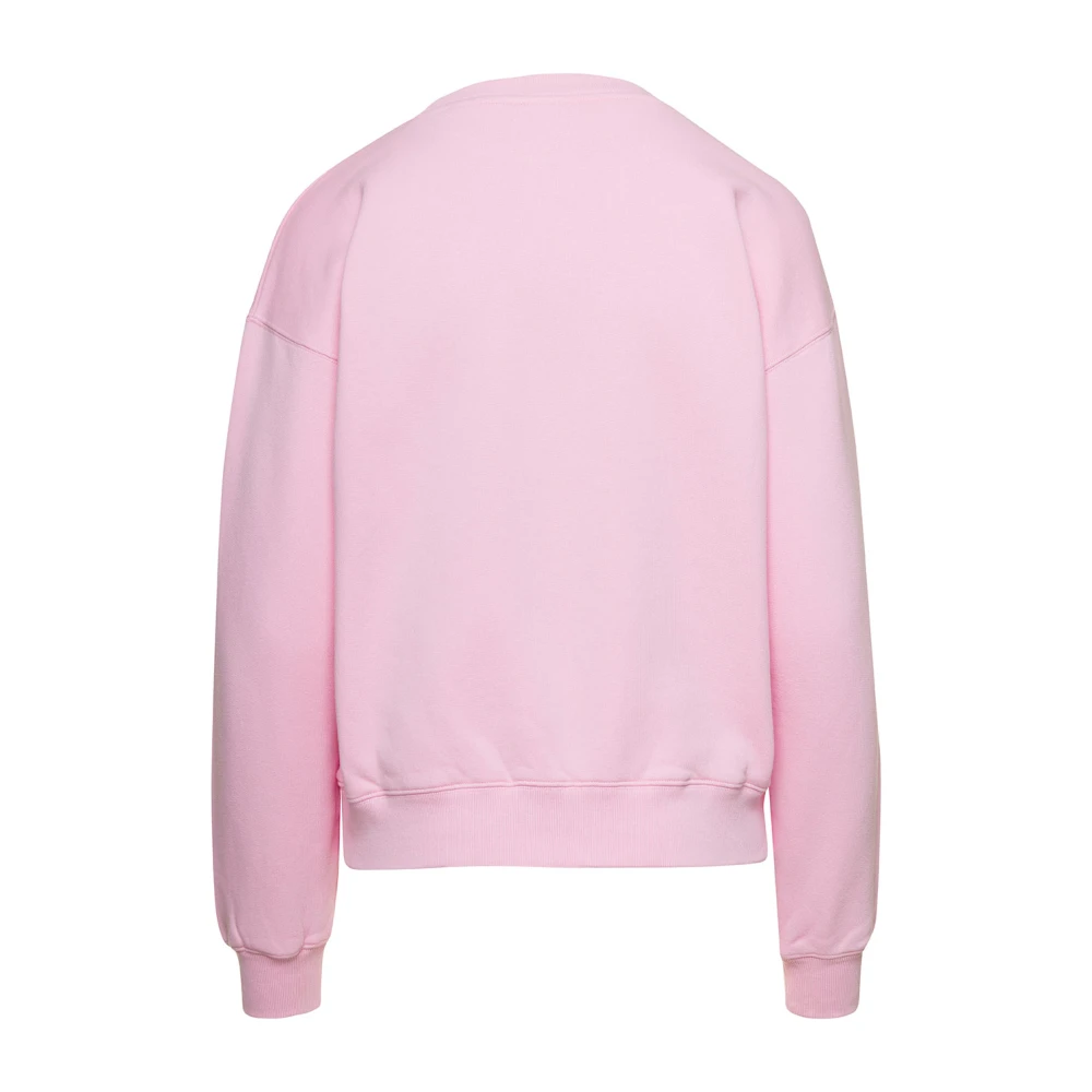 Maison Kitsuné Roze Logo Print Crewneck Sweatshirt Pink Dames