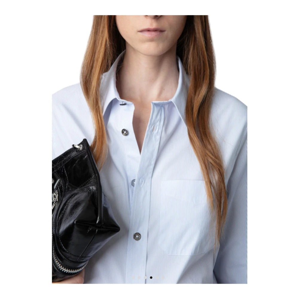 Zadig & Voltaire Lichtblauw Gestreept Katoenen Overhemd Blue Dames