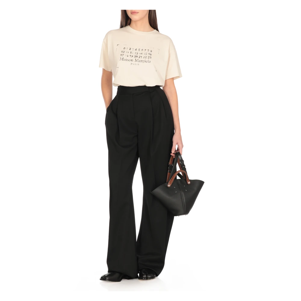 Maison Margiela Zwarte leren handtas met contrasterende handvatten Black Dames