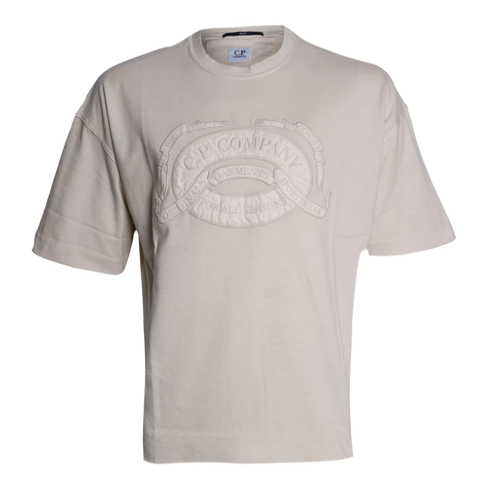 C.p. Company Men's Gray T-Shirts, Xl, 20/1 Jersey Short Sleeve Boxy Logo T-Shirt
