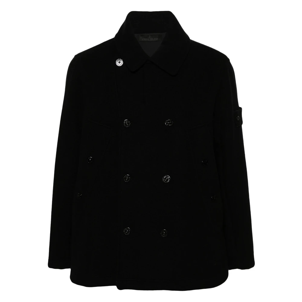 Stone Island Zwarte Jassen voor Mannen Black Heren