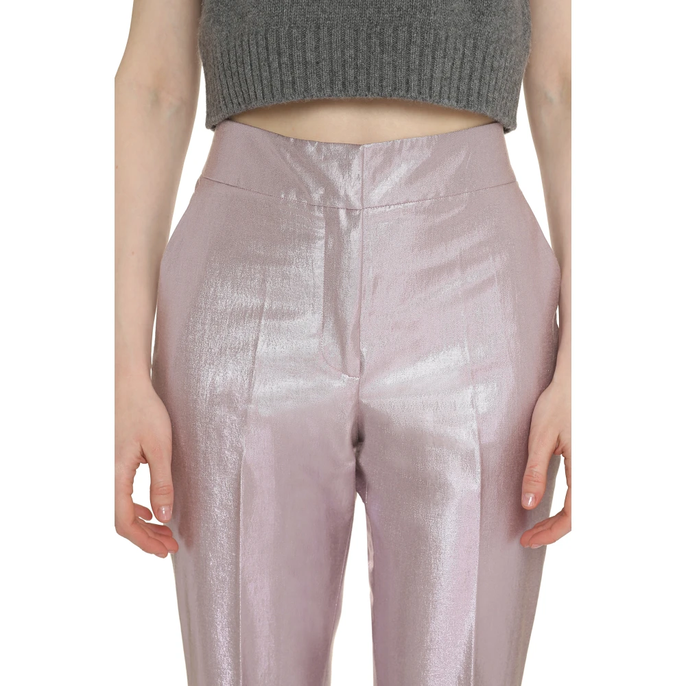 Genny Uitlopende Lurex Katoenen Broek Purple Dames