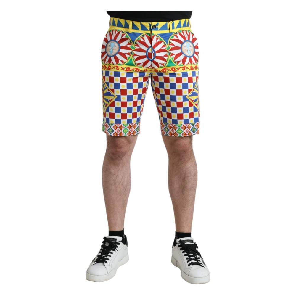 Dolce & Gabbana Men's Multicolor Casual Shorts, Xl, Colorful Carretto Print Bermuda Shorts