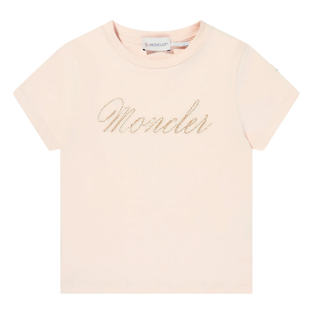 Moncler, T-Shirts, female, Pink, 6 Y, Girls Logo T-Shirt in Pink