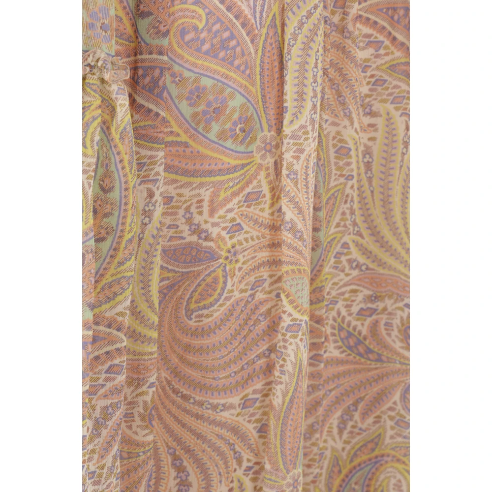 ETRO Paisley Print Lange Georgette Jurk Multicolor Dames