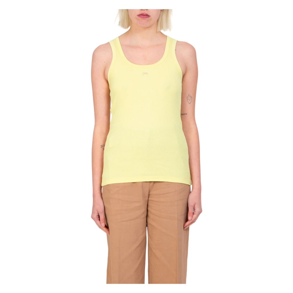 Pinko Love Bird Embro Tank Top Yellow Dames